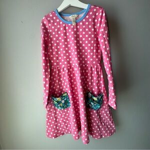 Matilda Jane Make Believe Collecting Leaves Lap Dress in pink white polka dot 8